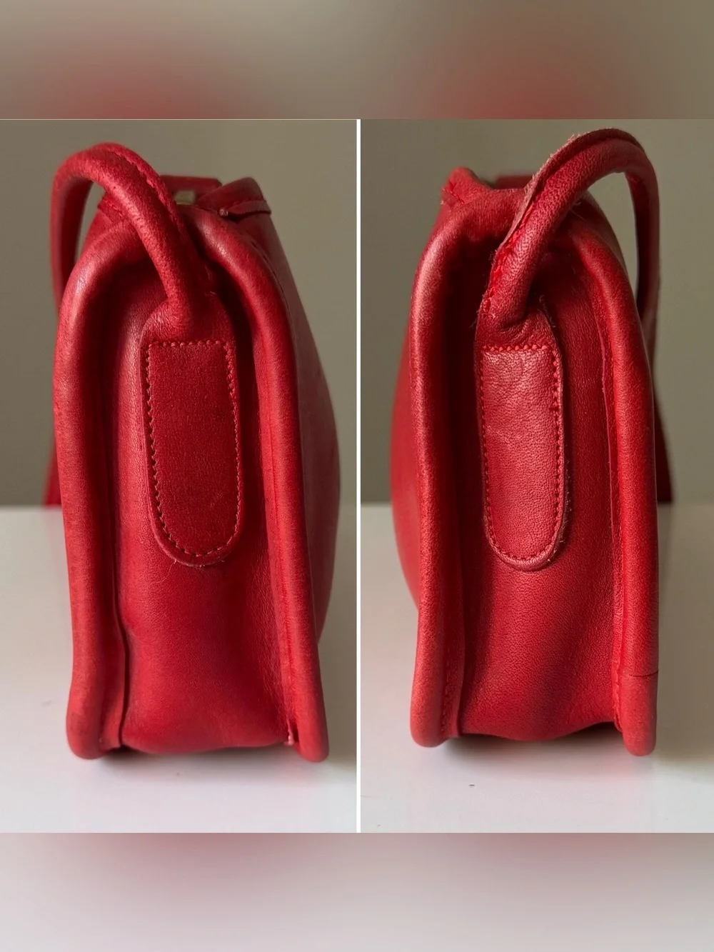 Vintage Coach 9655 Small Zippered Pouch Red NYC USA Crossbody Bag